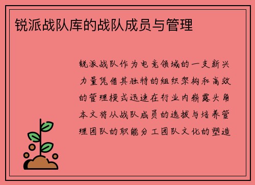 锐派战队库的战队成员与管理